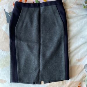 JCREW Wool Skirt Navy Blue & Grey No. 2 Pencil Skirt Size 00
